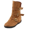 thumbnail image 3 of Bottes Mi-Mollet pour Femmes Bout Rond Chaud Fermeture Éclair Sangle Plate Bottes de Neige pour l'Hiver Mode et Confort, 3 of 3