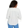 thumbnail image 2 of Alfred Dunner Womens Petite Tie Sleeve Crinkle Textured Henley Top, 2 of 4