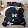 thumbnail image 2 of Manfei Twinkling Butterfly Printed Twin Quilt Set,Cosmic Swirl Print Twin Coverlet Set,Blue Gold,Black Reversible,2-Piece,1 Bedspread and 1 Pillowcase, 2 of 7