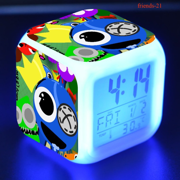 Rush Alarm Clock 7 Colors LED Square Clock Digital Alarm Clock with