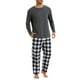 thumbnail image 4 of INSPIRAR CHIC Conjunto de Pijamas de Dos Piezas de Manga Larga de Color Sólido para Hombre con Patrón de Cuadros 2XL Negro Blanco, 4 of 5