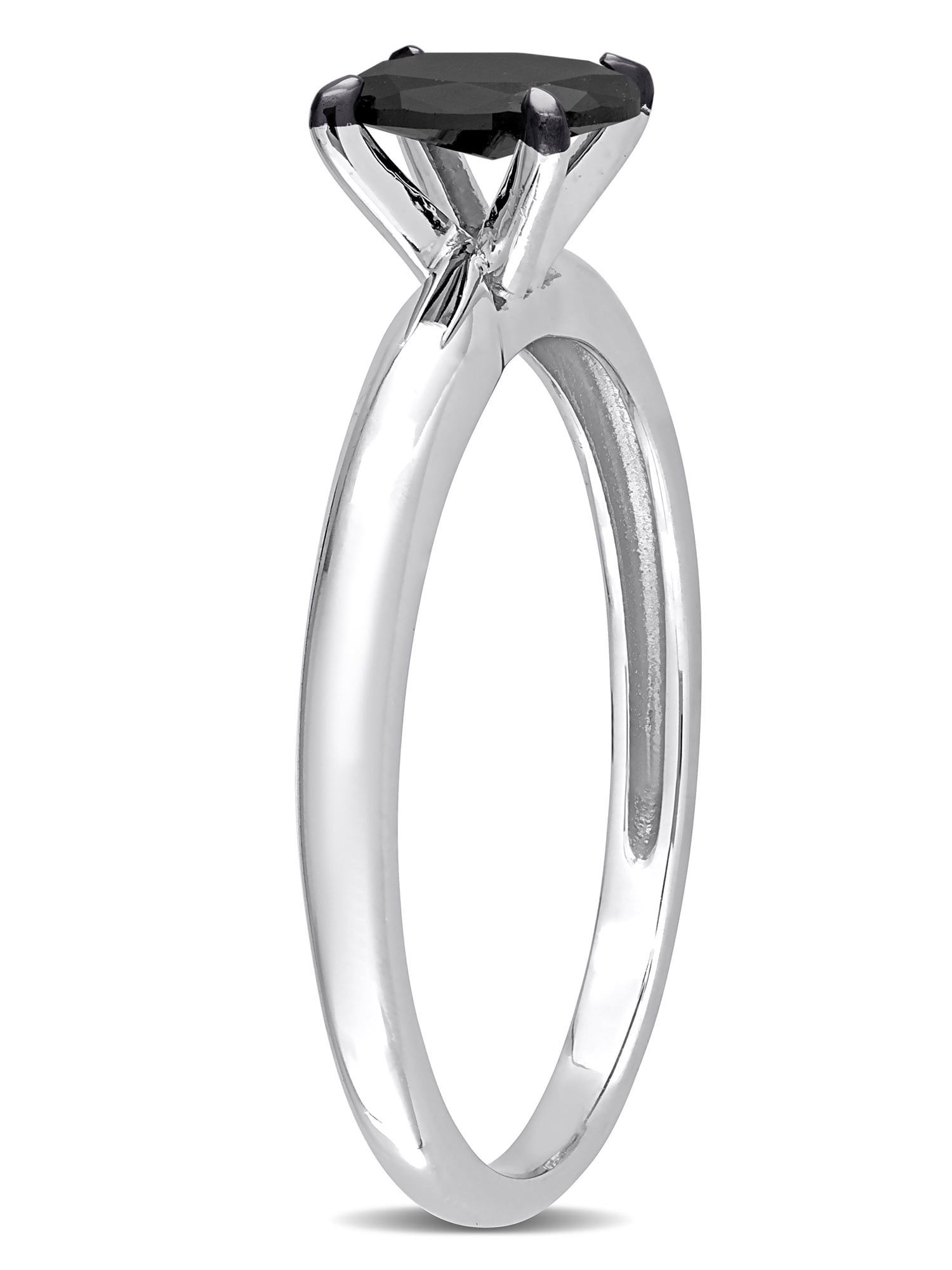 1/2 Carat T.W. Black Diamond 14kt White Gold Oval Solitaire Engagement Ring