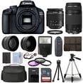 thumbnail image 2 of Canon EOS 4000D DSLR Camera + 4 Lens Kit 18-55mm + 75-300mm + 16GB Top Value Kit - International Version, 2 of 9