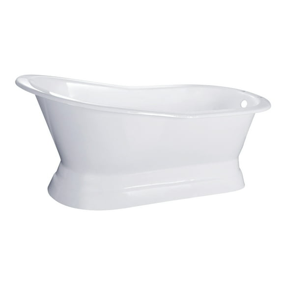 Aqua Eden VCT7D673128 67" Cast Iron Oval Single Slipper Pedestal Tub (7" Faucet Drillings), White