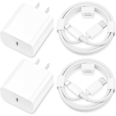 iPhone Charger, 2 Pack 20W PD White Fast Charger Block with 3FT   6FT Fast Charging Cables Compatible with iPhone 14/13/12/11