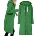 thumbnail image 2 of Feancey Long Zipper Sweatshirts for Women Hooded Fleece Lined Fashion Jackets Lightweigh Full Zip Up Hoodies 2025 Casual Loose Fall Jacket with Pockets On Sale Green M, 2 of 9