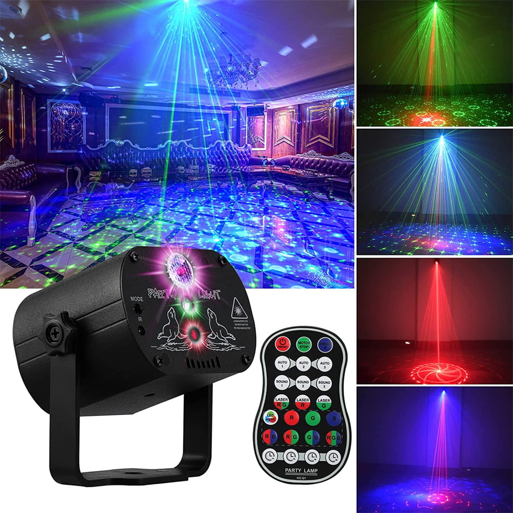 Laser Projector SUNY 20 Red Green Gobos Indoor Sound Activated DJ Laser Light Machine Galaxy Colorful Wave RGB LED Mini Projector Party Light Bedroom Christmas Holiday Decor Disco Dance Event Show 