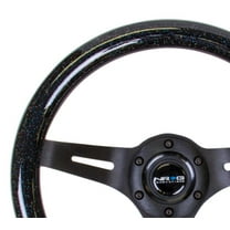 NRG Classic Wood Grain Steering Wheel (310mm) Black Sparkle w/Blk 3-Spoke Center - ST-310BSB-BK