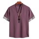 thumbnail image 3 of Camisa Hombre Moda de primavera y verano para hombre, camisa informal de manga corta con cuello levantado, camisetas transpirables para hombre (Red, L), 3 of 5