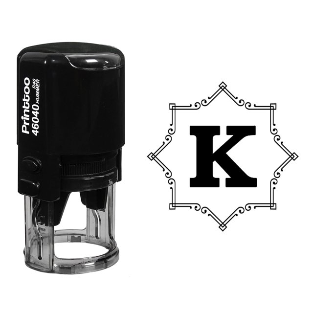 Printtoo Office Stationary Octagon Celtic Swirl Frame K Alphabet Monogram R-40 Self Inking Rubber Stamp