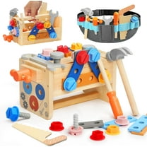 CEDQ Kids Tool Set Toys with Belt,Wooden Toddler Tool Bench Montessori Toys for Baby,39 PCS Learnin Educational STEM Construction Toys for 3 4 5 6Years Old Boy Girl,Birthday Christmas Gift for Kids