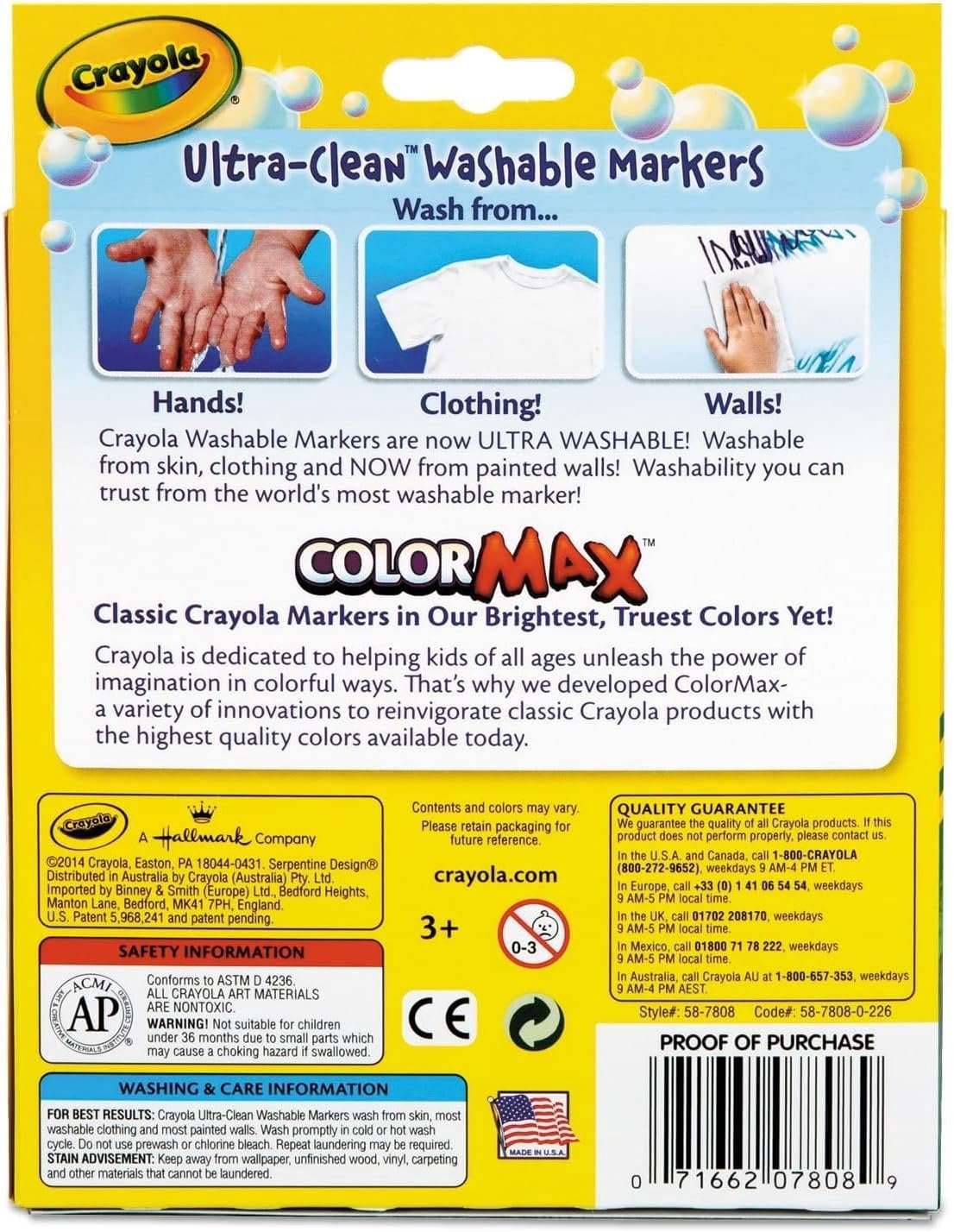 Crayola 587808 Washable Markers Broad Line, 8 Count Classic Colors, Case of 24