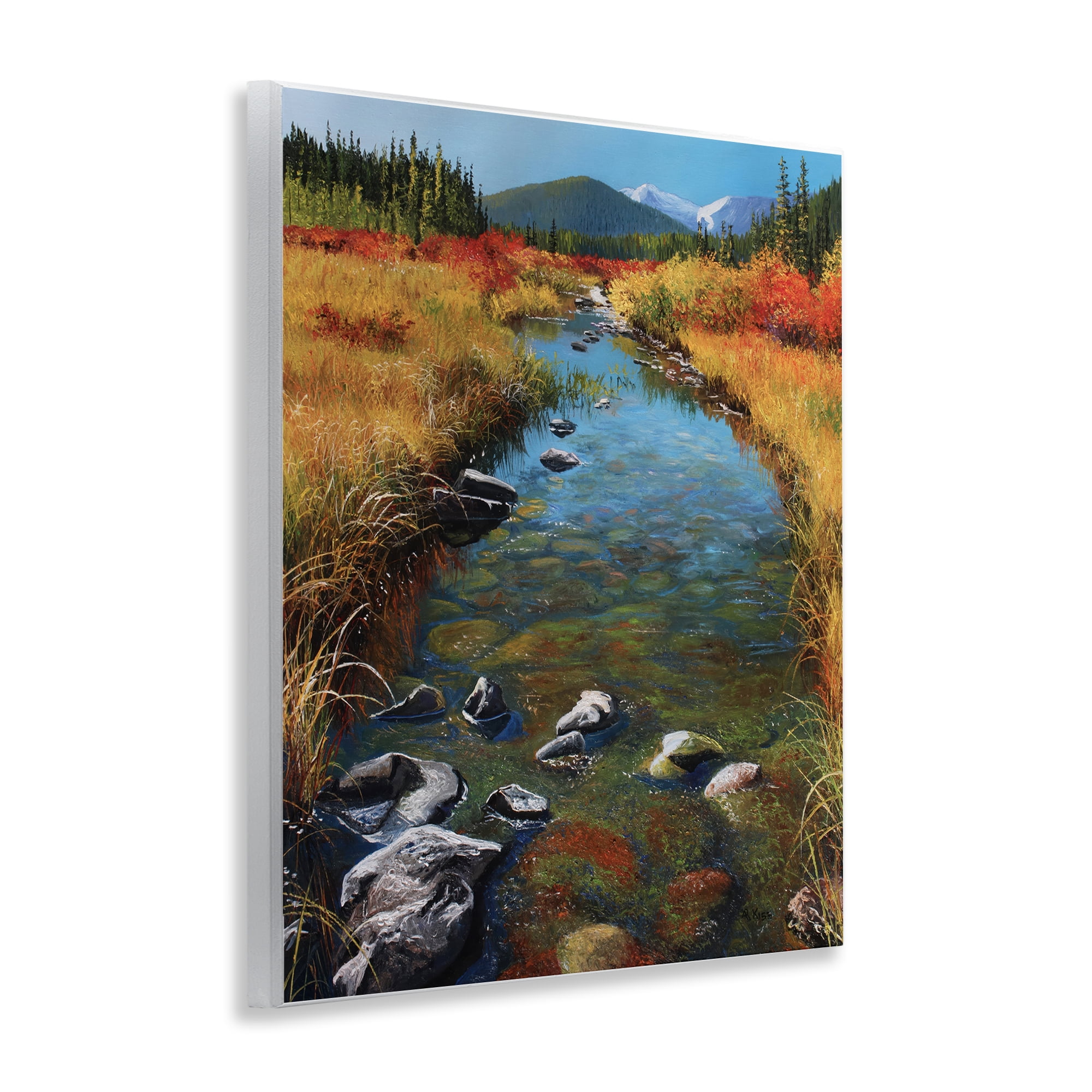 Stupell Industries Outflow From Lake Landscape & Nature Painting Unframed Art Print Wall Art, 11 x 14