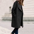 thumbnail image 2 of HNMKIU Women's Winter Blend Mid Long Coat with Notch Lapel Double Jacket Classic Long Coat Women for Fashion Outerwear Black,L, 2 of 5