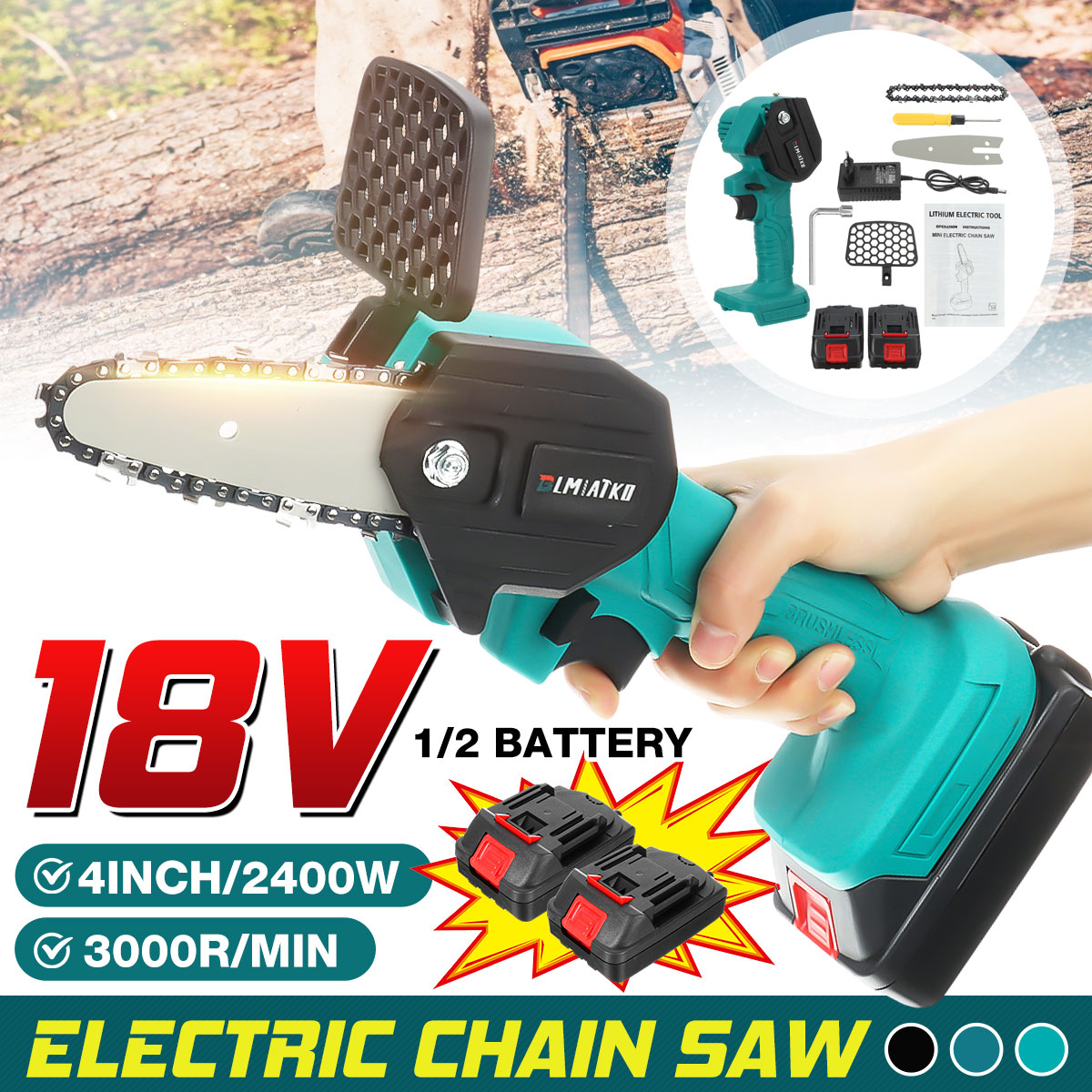 Mini Chainsaw 4-Inch Cordless Power 