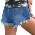 thumbnail image 4 of Women's Casual Denim Shorts, High Waist Ripped Straight Leg Distressed Frayed Hem Stretchy Comfort Summer Versatile Jean Shorts for Women,Light Blue S, 4 of 4