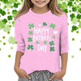 thumbnail image 2 of LUOGENLI Shirts Kids St. Paddy's Day Printed 3/4 Quarter Sleeve T Shirt Tops Peplum Casual Shirts for Girls 5T Crop Tops for Girls 12-14 3-4 Years, 2 of 4
