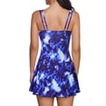 thumbnail image 5 of Zando Crossover Tummy Control Swimsuits for Women Ruched Women One Piece Bathing Suit Flower Printing Swimdress Ruffled Skirted Swimwear Blue Tie Dye M, 5 of 8