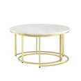thumbnail image 3 of Posh Living Kero Round Marble Top Nesting Coffee Table in Gold, 3 of 7