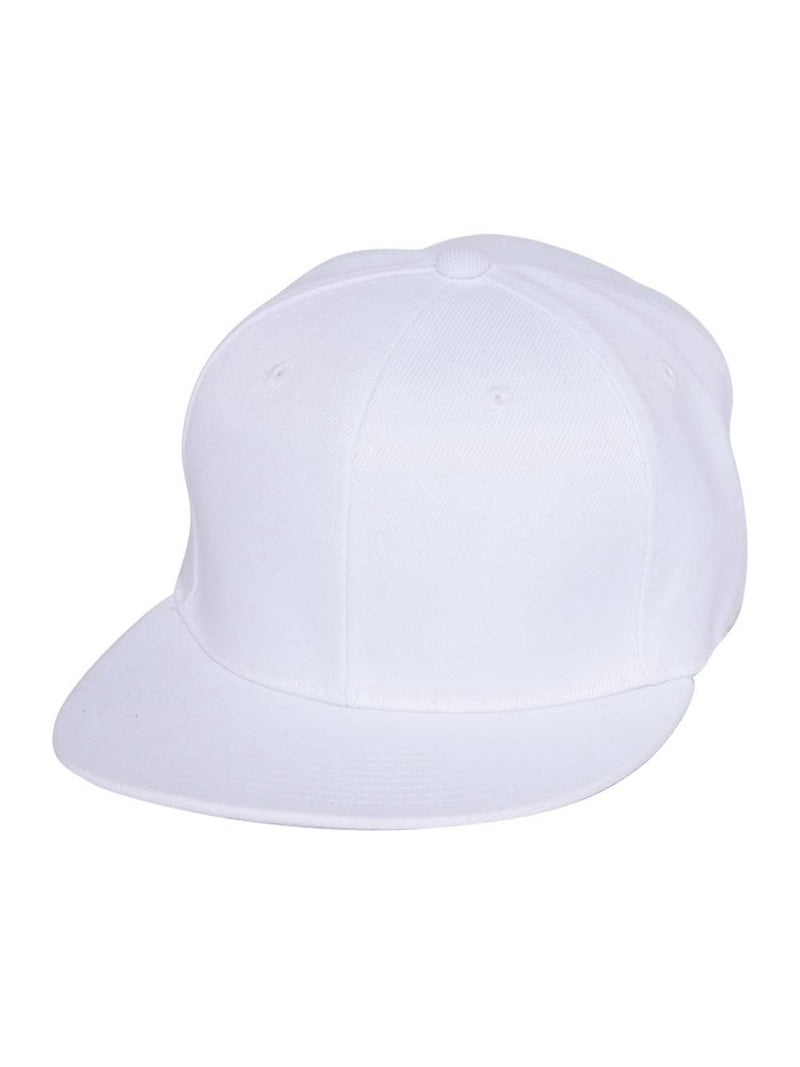 Plain Fitted Flat Bill Hat - White 7 - Walmart.com