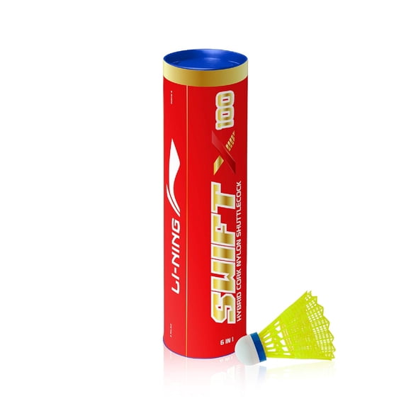 Li-Ning Swift X100 Hybrid Cork Nylon Shuttlecock , 6 In 1 | Green , Made With High - Quality Nylon