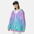thumbnail image 5 of Daiia Multicolor Glitter UPF 50+ Sun Protection Hoodie Jacket Lightweight Long Sleeve Sun Shirt for Women Men with Pocket Hiking Outdoor-XX-Large, 5 of 9