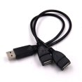 thumbnail image 1 of USB 2.0 A 1 male to 2 Dual USB Female Data Hub Power Adapter Y Splitter USB Charging Power Cable Cord Extension Cable 39CM, 1 of 1