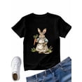 thumbnail image 6 of Women's T-Shirt Easter Rabbit Carrot Vintage Short Sleeve Casual Tee Classic Crew Neck T Shirt for Women Black, XL, 6 of 7