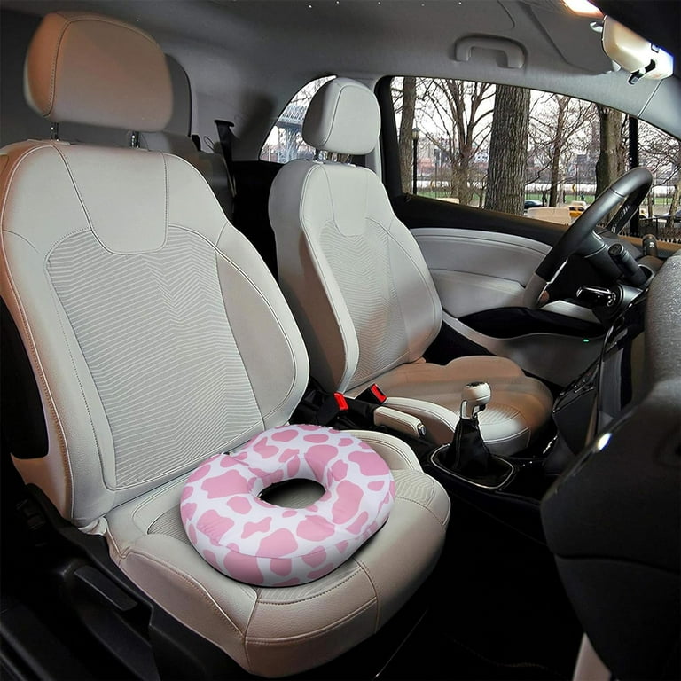 Cow Print Donut Pillow Seat Cushion for Tailbone Pain Relief and Hemorrhoids Home Office Chair Cushion for Long Sitting Work Memory Foam Car Seat