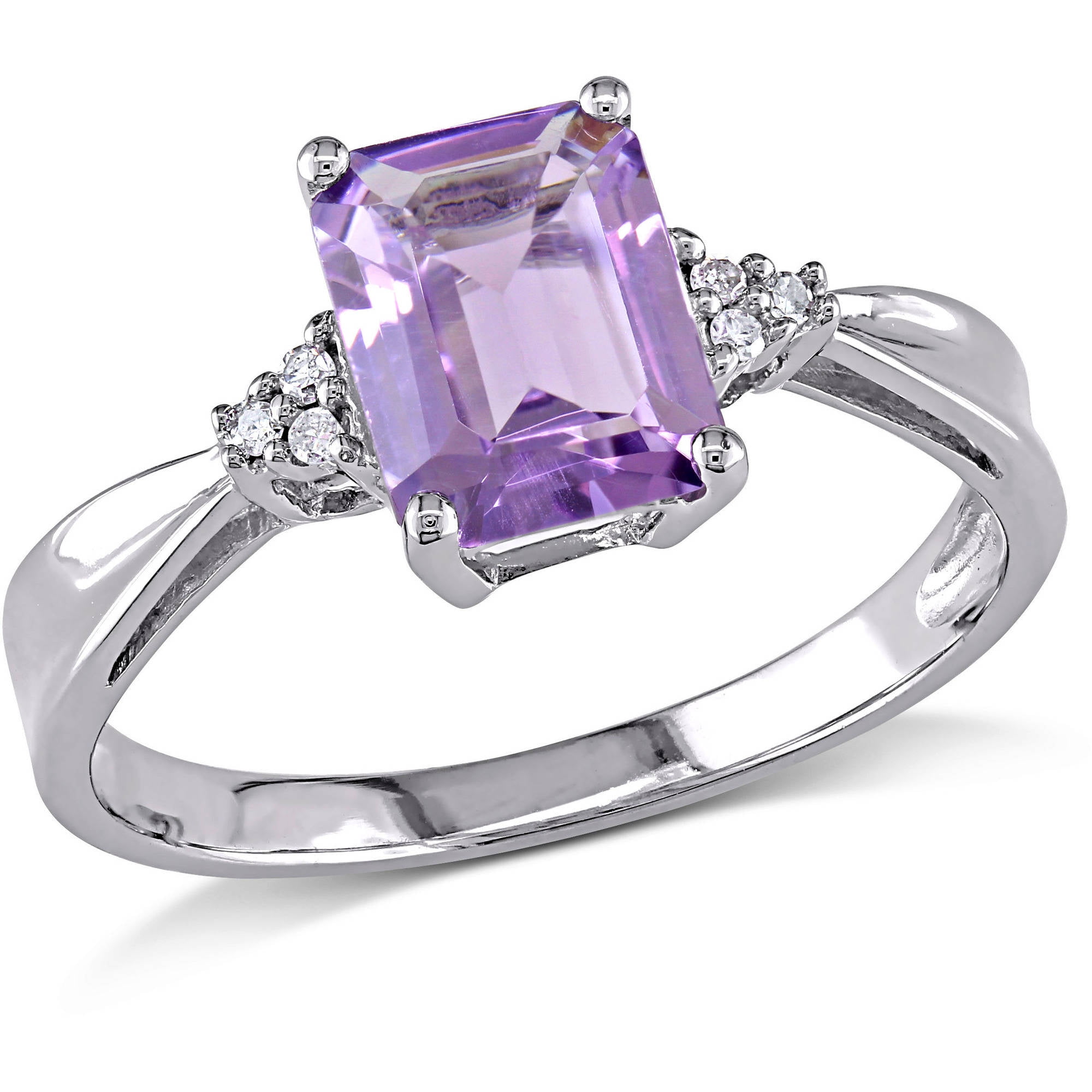 1-2 5 Carat T.G.W. Amethyst and Diamond-Accent 10kt White Gold Solitaire Ring by Generic