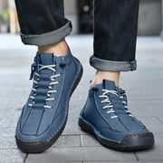 Mens Barefoot Wide Toe Combat Boots Vintage Casual Stitching Leather Zip up Walking Shoes Fashion Sneakers Ankle Booties