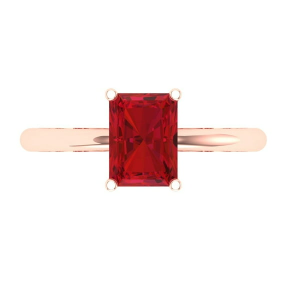 Clara Pucci 14K Rose Gold 1.75ct Ruby Solitaire Ring for Women