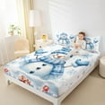 thumbnail image 4 of Castle Fairy Teenagers Christmas Snowman 3pcs Twin Sheet Sets,Winter Snowflakes Twin Fitted Sheet,Happy New Year Breathable Flat Sheet,Breathable Home Decor, 4 of 7