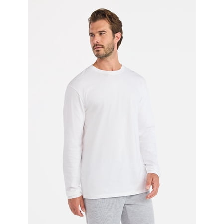 Athletic Works Men's and Big Men's Cotton Tee with Long Sleeves, Sizes S-3XL