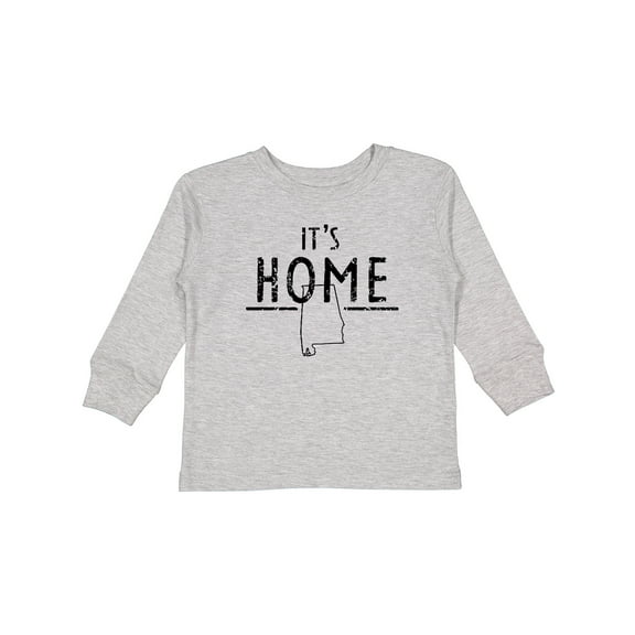 Inktastic It's Home- Alabama State Outline DIstressed Text Boys or Girls Long Sleeve Toddler T-Shirt