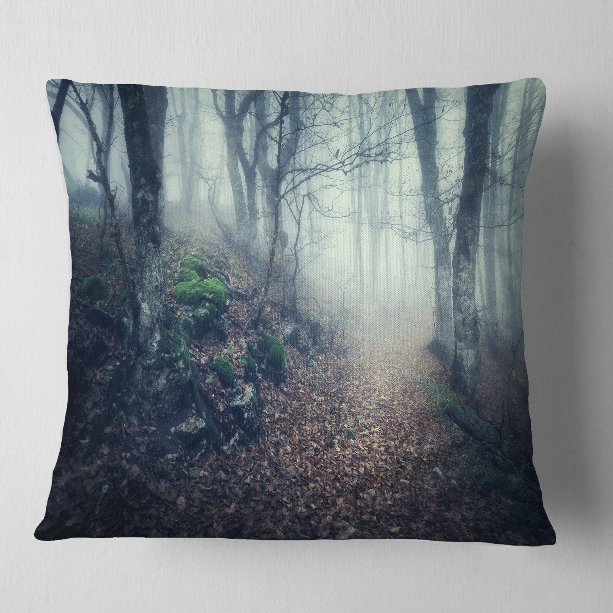Designart Old Style Path in Forest - Landscape Photography Throw Pillow - 16x16