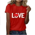 thumbnail image 5 of Women Tops Valentine's Day Summer Plus Size Crew Neck Short Sleeve Solid Color Womens Casual Shirts Going Out Tops Pullover Base Tops, 5 of 6