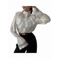thumbnail image 3 of Camisa Elegante con Volantes para Mujer, Larga, Escote Abotonado, Estilo Victoriano XL, 3 of 10