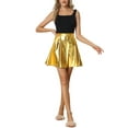 thumbnail image 2 of INSPIRE CHIC Metallic Skirt for Women's High Waist Party A-Line Holographic Skirts Gold XS, 2 of 5