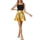 thumbnail image 2 of Falda metálica INSPIRE CHIC para mujer, de cintura alta, estilo A-line, holográfica, dorada, talla XS, 2 of 5