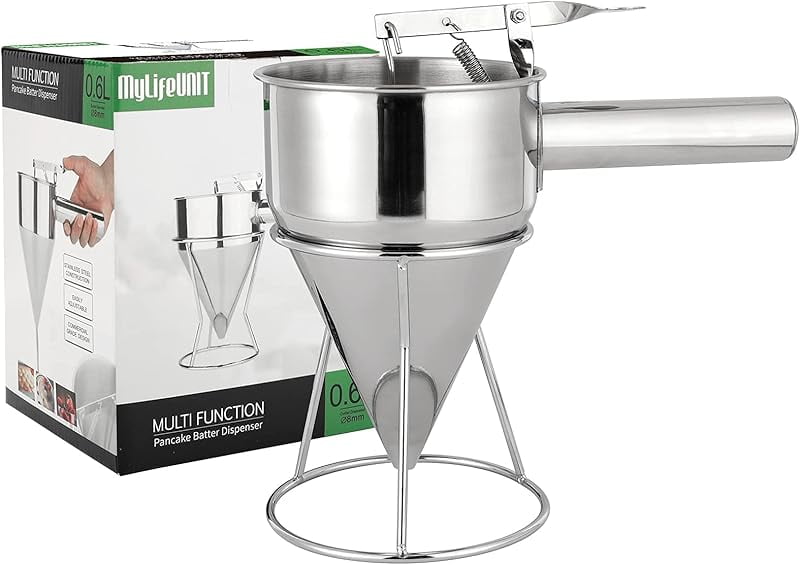 40oz Pancake Batter Dispenser With 4 Nozzles - Stainless Steel Funnel Cake Maker With Stand - View #4