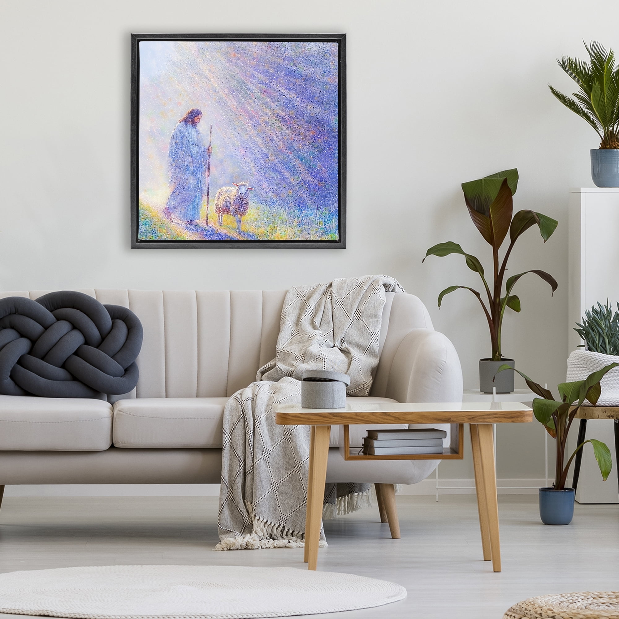 Guiding Light Shepherd Black Framed Floater Canvas Wall Art, design by Ivan Guaderrama