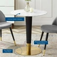 thumbnail image 3 of Modway Zinque 27.5" Round Wood & Artificial Marble Dining Table in White/Gold, 3 of 6