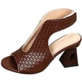 thumbnail image 2 of Caywon Women Heel Sandals Peep Toe Block Heel, Woven Texture Ladies Shoes Dressy, Comfortable Summer Evening Party, Sandalias Mujer, 2 of 7
