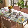 thumbnail image 3 of Spring Floral Table Cloths for 4 Foot Rectangle Tables, Watercolor Flower Eucalyptus Leaves Botanical Patio Waterproof Elastic Fitted Tablecloths, Washable Rectangular Table Cover for Camping, 3 of 8