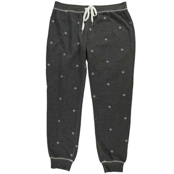 P.J. Salvage Womens Embroidered Flowers Pajama Jogger Pants, Grey, Medium