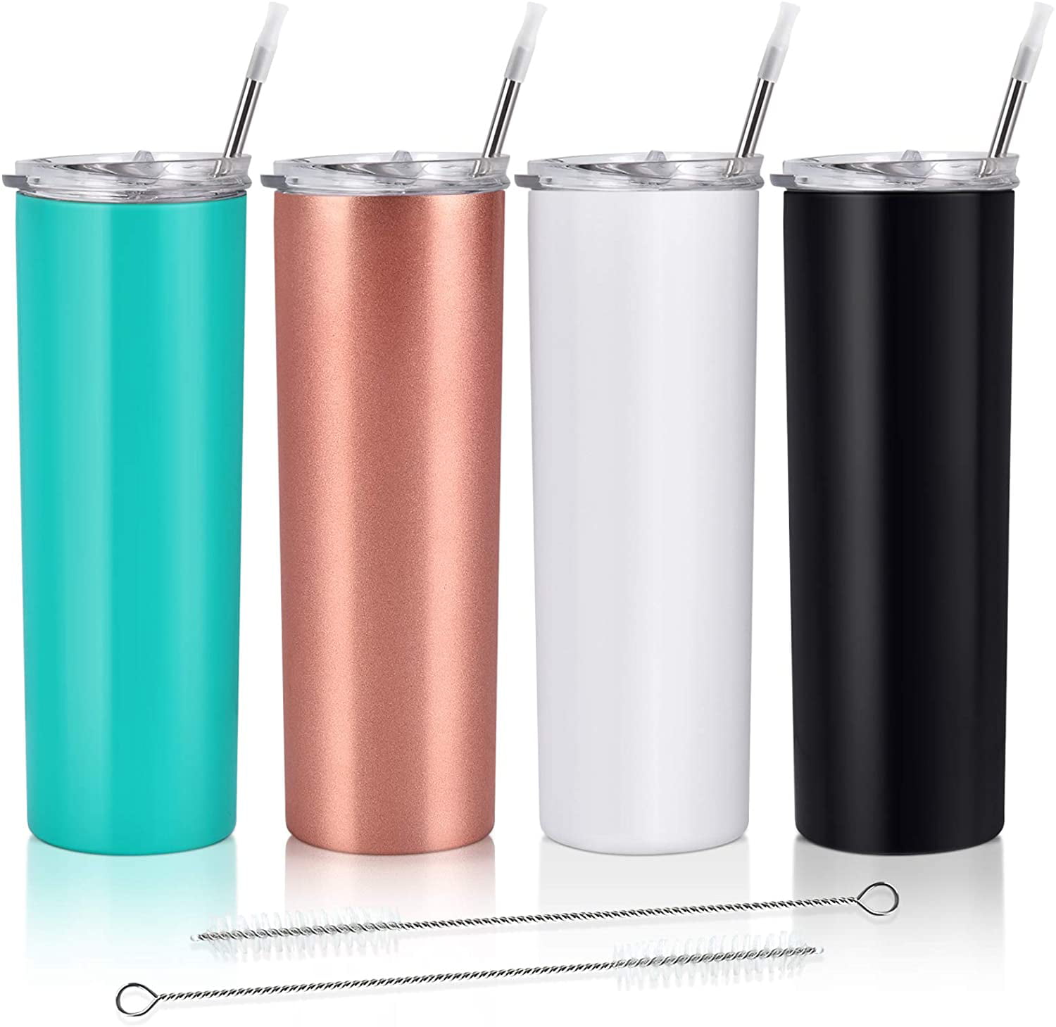 Tumblers Bulk Outdoor Office Mint Green, 1 Pack 20oz Stainless Steel Tumbler 20oz Double Wall Travel Tumbler with Lid and Straw Vacuum Insulated Double Wall Travel Mug for Home 