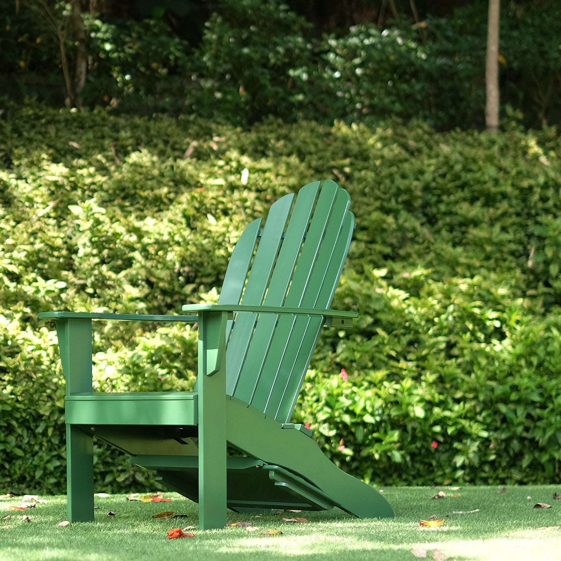 Alston Mahogany Outdoor Adirondack Chair, Free Tray Table, Hunter Green