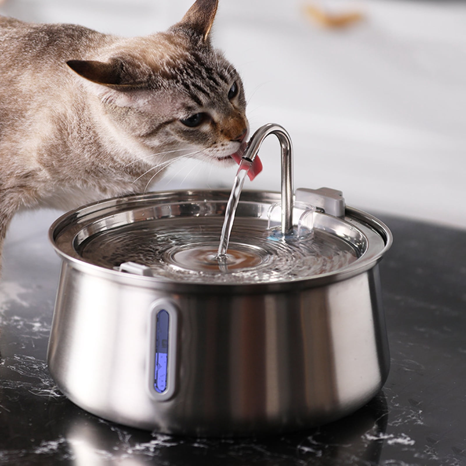 YIFAEUX Cat Water Fountain Stainless Steel Automatic Water Fountain with Multiple Filtration 4L/135oz Quiet Dog Fountain with Water Level Window for Multiple Pet Family