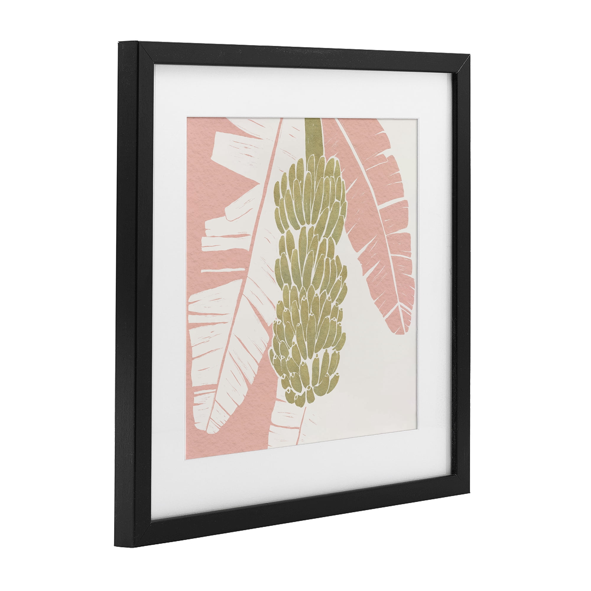 Stupell Industries Banana Bunch Amid Pink Leaves Black Framed Print Under Glass, design by Yuyu Pont